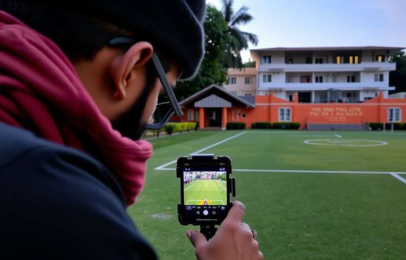 Bangalore Football Elite Content Creator Bangalore Football Elite content creator filming a gameplay video in Cubbon Park with the actual location behind