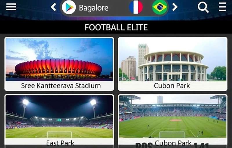 Bangalore Football Elite Venues Bangalore Football Elite showing different playing venues including Sree Kanteerava Stadium and Cubbon Park